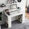 White Office Computer Desk with Dual 3 Tier Bookshelf and Monitor Shelf